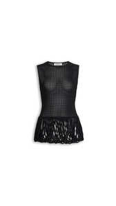 BLACK - ALA&Iuml;A BEAD KNIT PEPLUM TOP