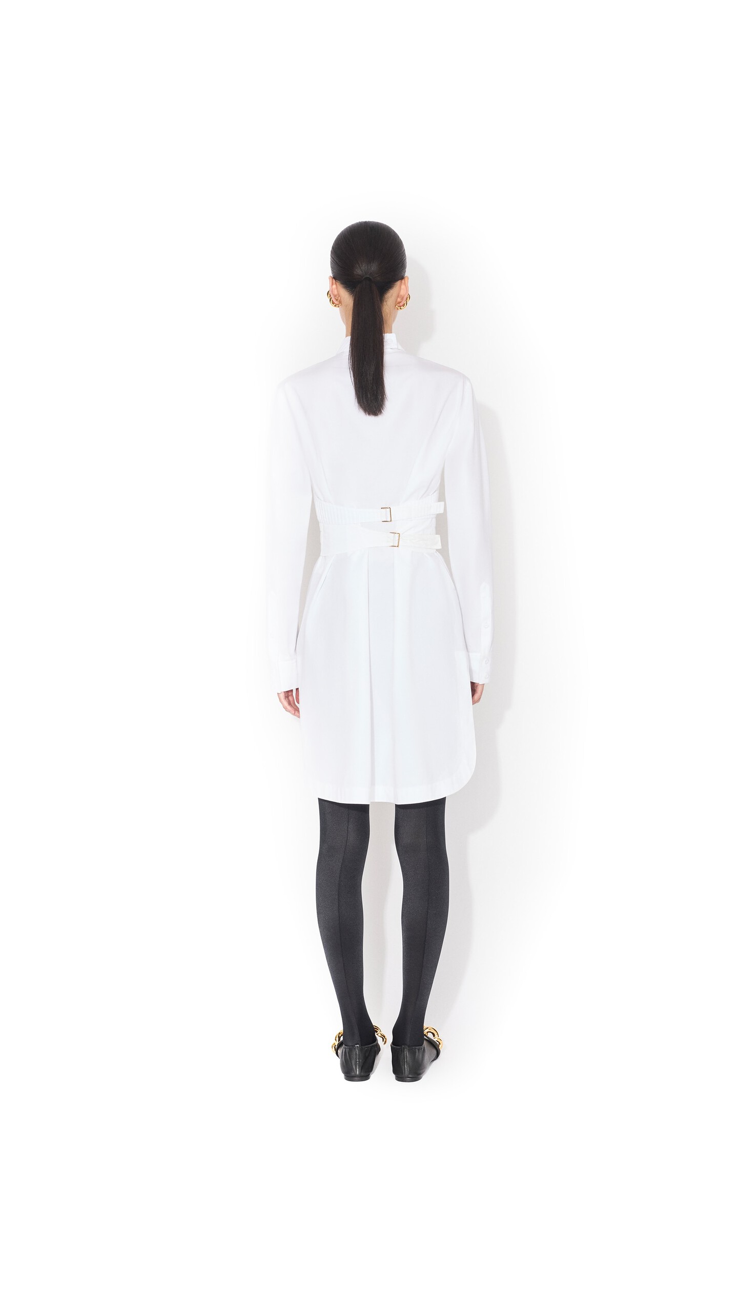 ALA&Iuml;A WRAP COTTON POPLIN DRESS WHITE - View 3