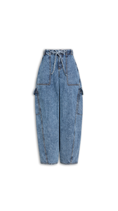 SNOW BLUE - ALA&Iuml;A CARGO DENIM PANTS