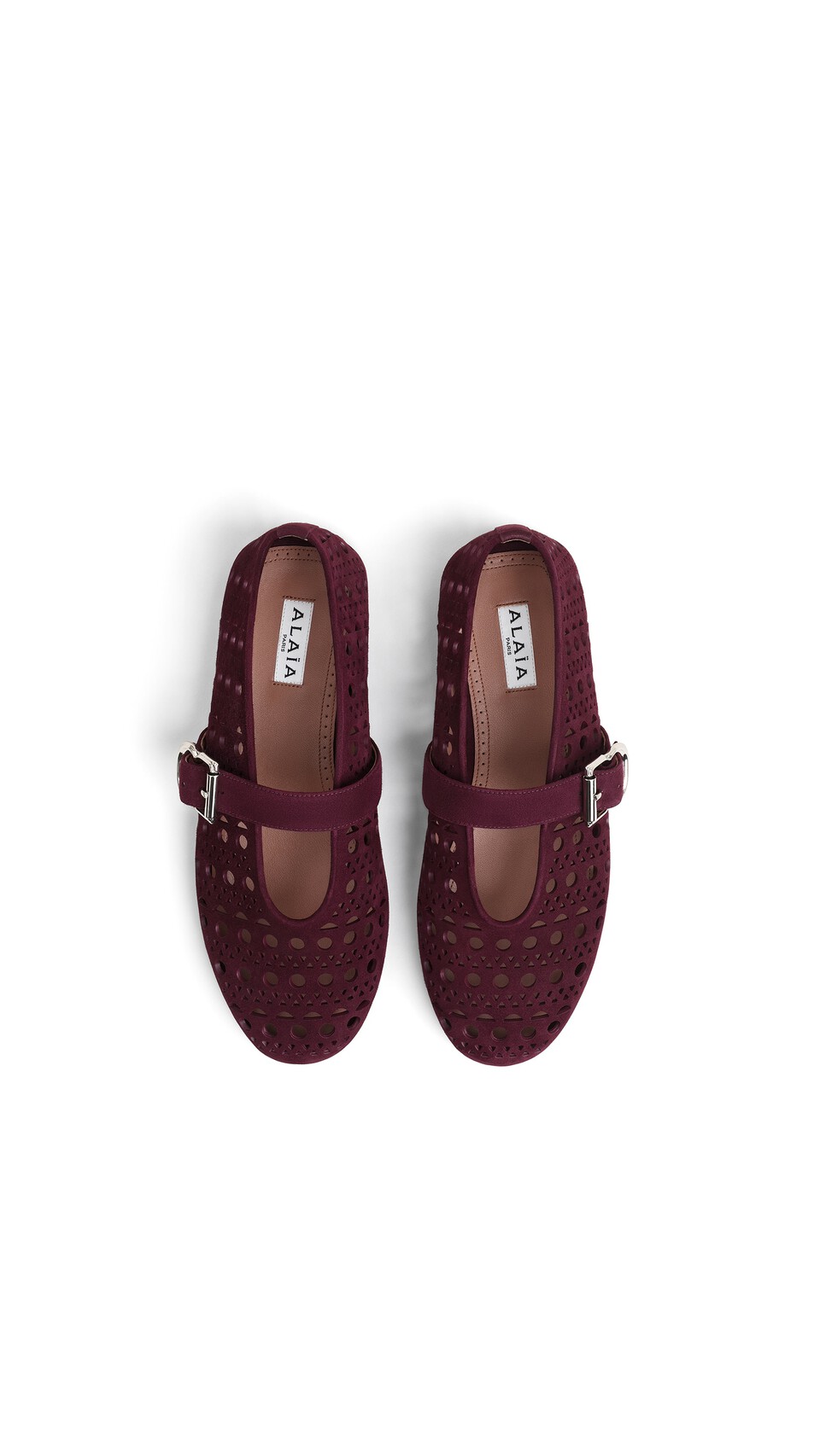 ALA&Iuml;A BALLET FLATS VIENNE IN SUEDE GARNET RED - View 4