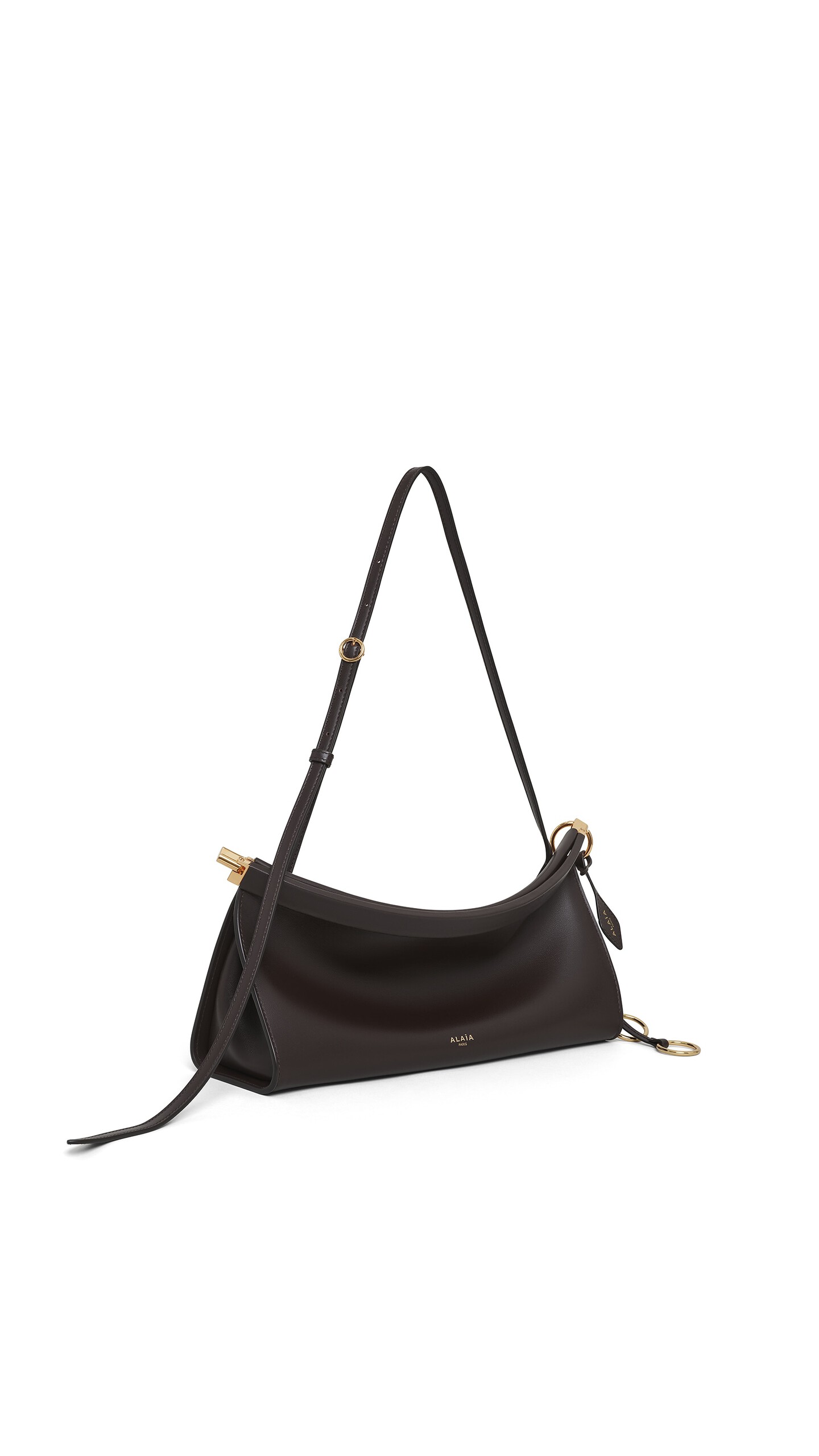 ALA&Iuml;A LE CLICK EAST WEST MEDIUM BAG IN CALFSKIN DARK BROWN - View 2
