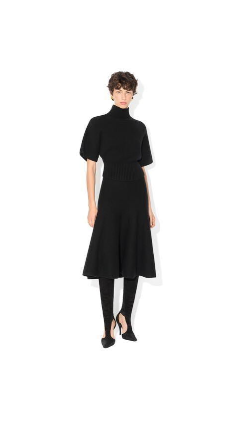 ALA&Iuml;A CASHMERE FLARED SKIRT BLACK - View 2