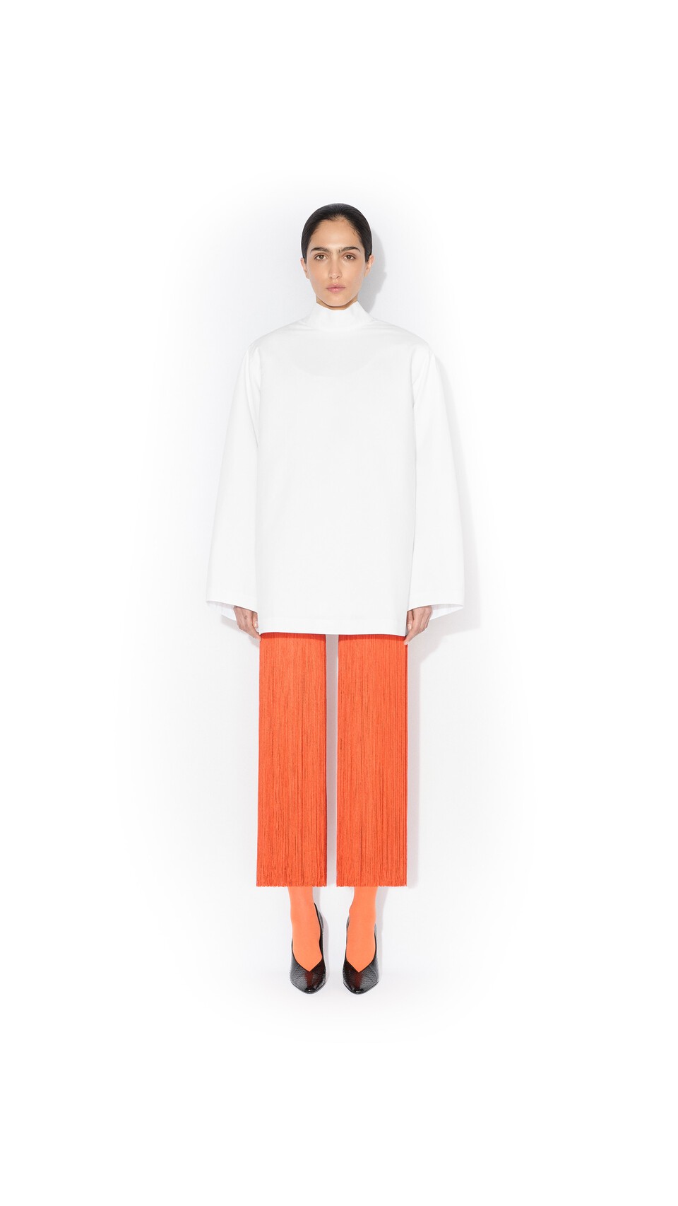 ALA&Iuml;A HIGH FRINGED SOCKS ORANGE - View 2
