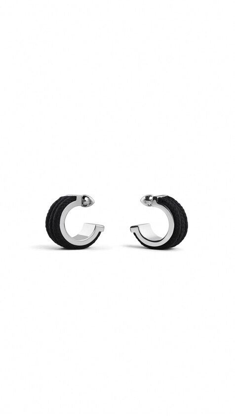 ALA&Iuml;A COTTON CORD WIDE HOOPS BLACK
