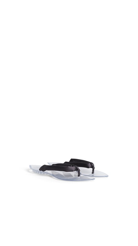 ALA&Iuml;A INVISIBLE THONG MULES IN SATIN ANTHRACITE/DARK GREY - View 2