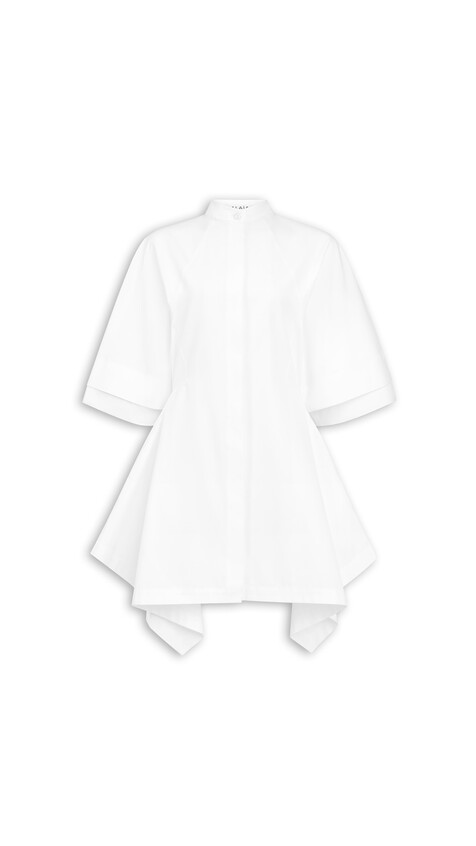 ALA&Iuml;A PANELLED POPLIN DRESS WHITE