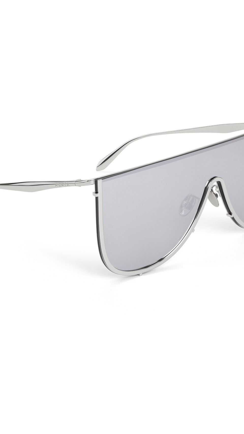 ALA&Iuml;A MASK SUNGLASSES IN METAL WHITE SILVER - View 3
