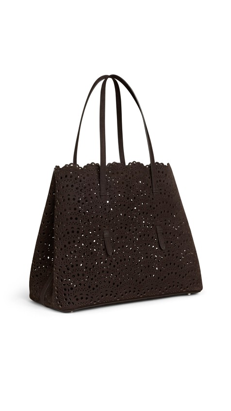 ALA&Iuml;A MINA 37 BAG IN PERFORATED VIENNE NUBUCK DARK BROWN - View 2