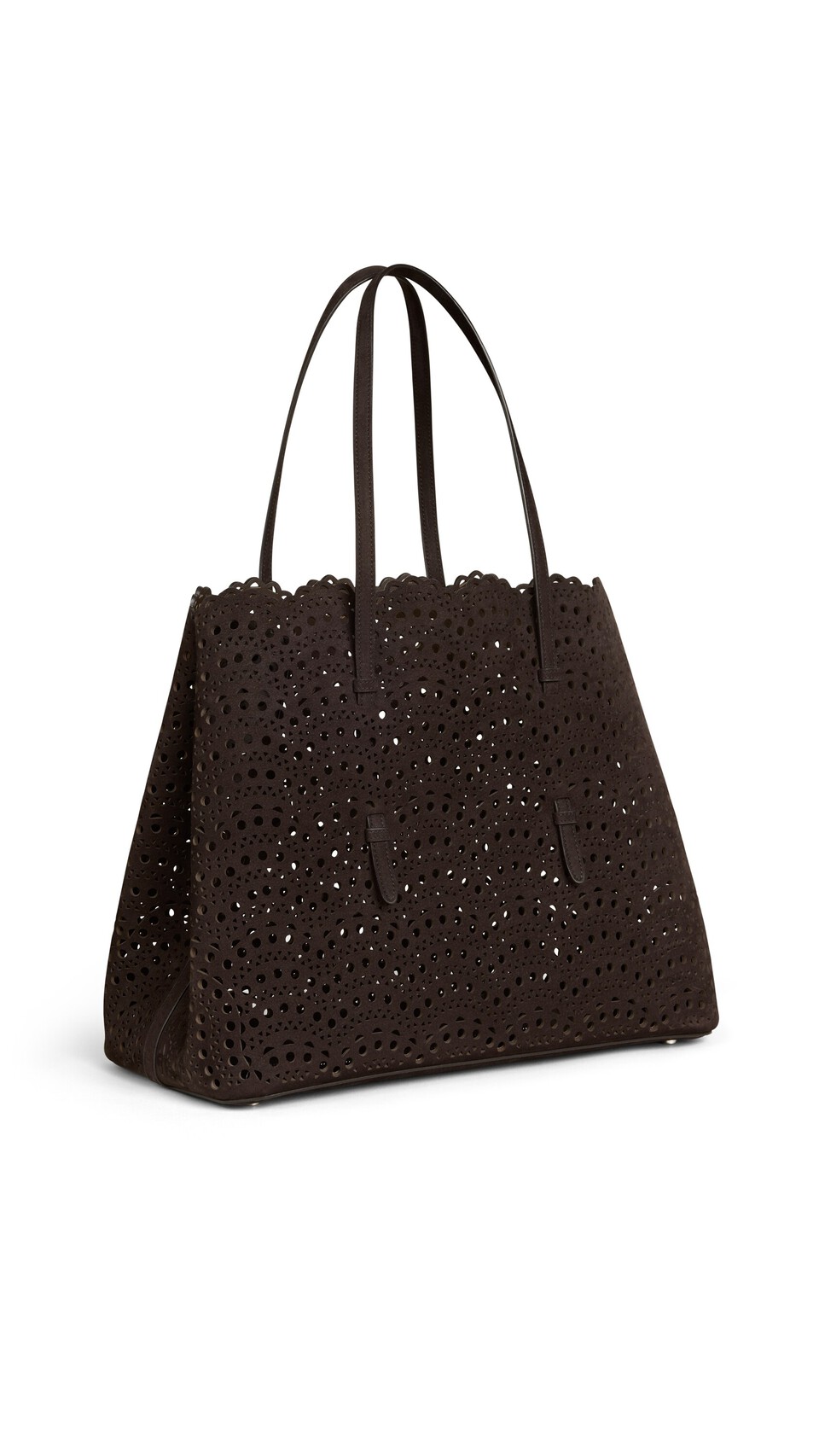 ALA&Iuml;A MINA 37 BAG IN PERFORATED VIENNE NUBUCK DARK BROWN - View 2