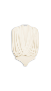 PANNA COTTA - ALA&Iuml;A HOODED VISCOSE BODYSUIT