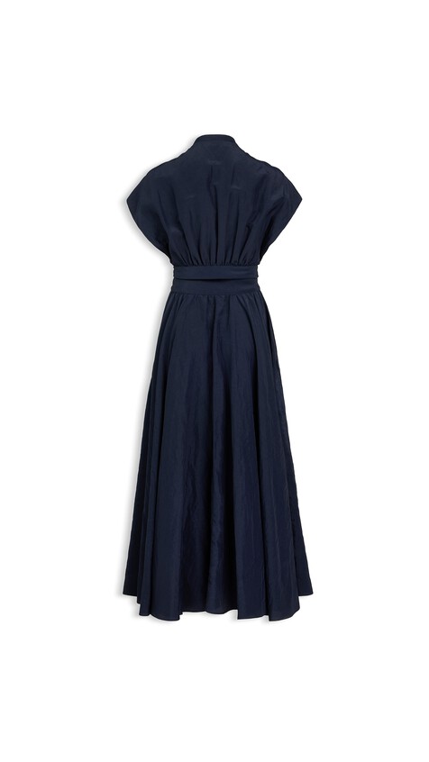 ALA&Iuml;A LINEN-BLEND BELTED DRESS NIGHT - View 2