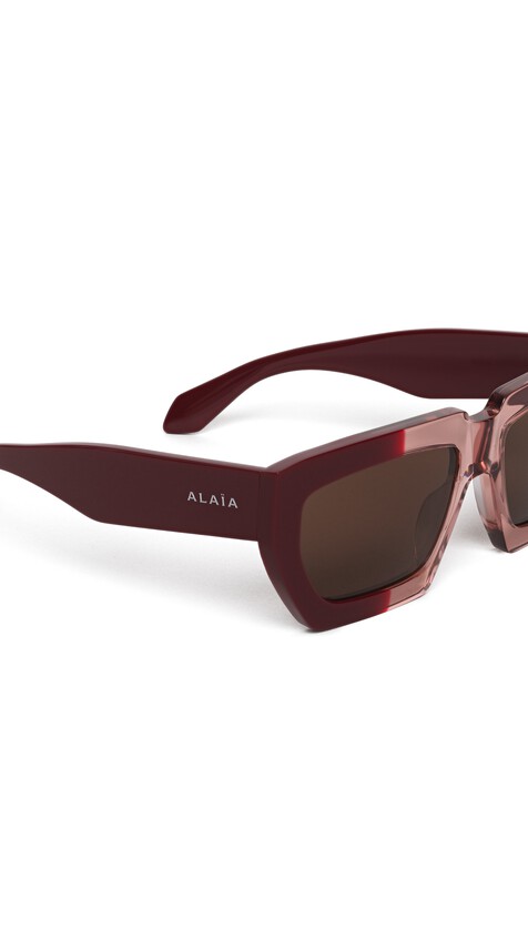 ALA&Iuml;A MELTED RECTANGULAR SUNGLASSES BORDEAUX - View 2