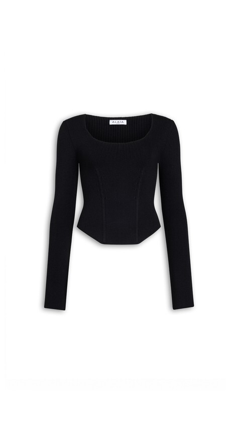 ALA&Iuml;A CORSET WOOL TOP BLACK