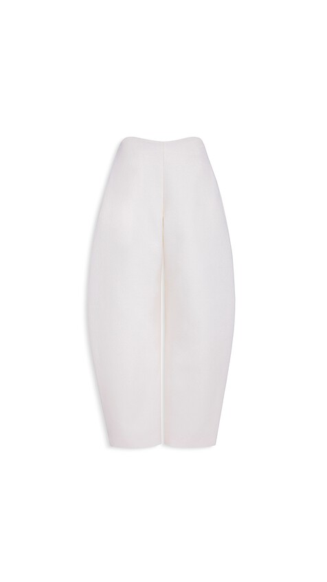 ALA&Iuml;A ROUND WOOL CREPE PANTS IVORY