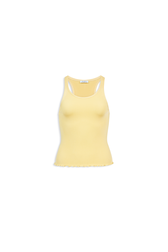 PALE YELLOW - ALA&Iuml;A SILK RIBBED KNIT CROP TOP