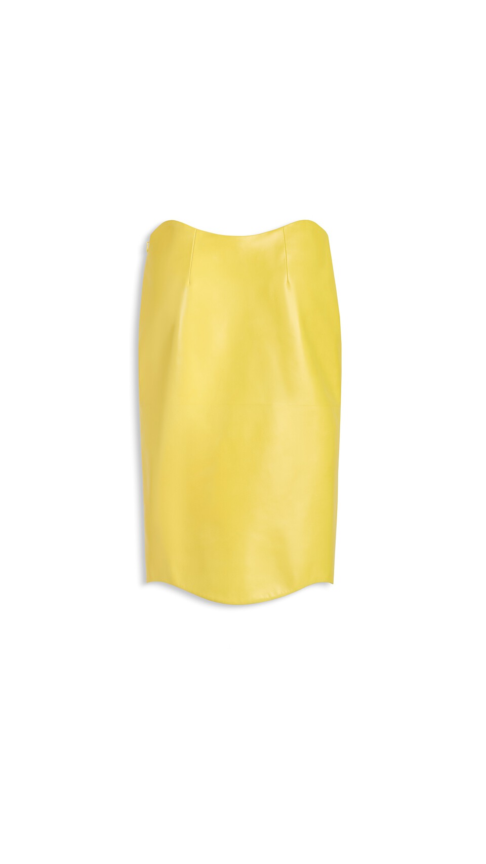 ALA&Iuml;A LAMBSKIN PENCIL SKIRT YELLOW - View 5