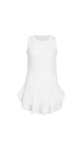 NATURAL WHITE - ALA&Iuml;A KNITTED MINI PLEATED DRESS