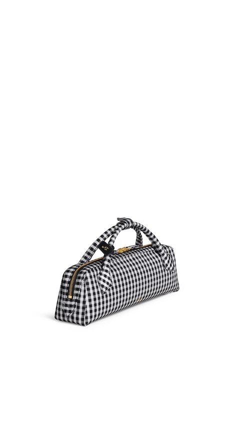 ALA&Iuml;A LE TECKEL CLUTCH IN VICHY PRINT BLACK/WHITE - View 2