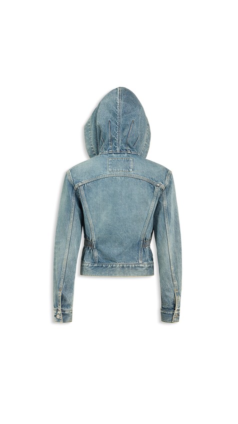 ALA&Iuml;A HOODED DENIM JACKET FADED BLUE - View 2