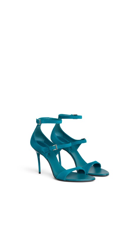 ALA&Iuml;A DROP STRAPPY SANDALS IN SUEDE CHINA BLUE - View 2