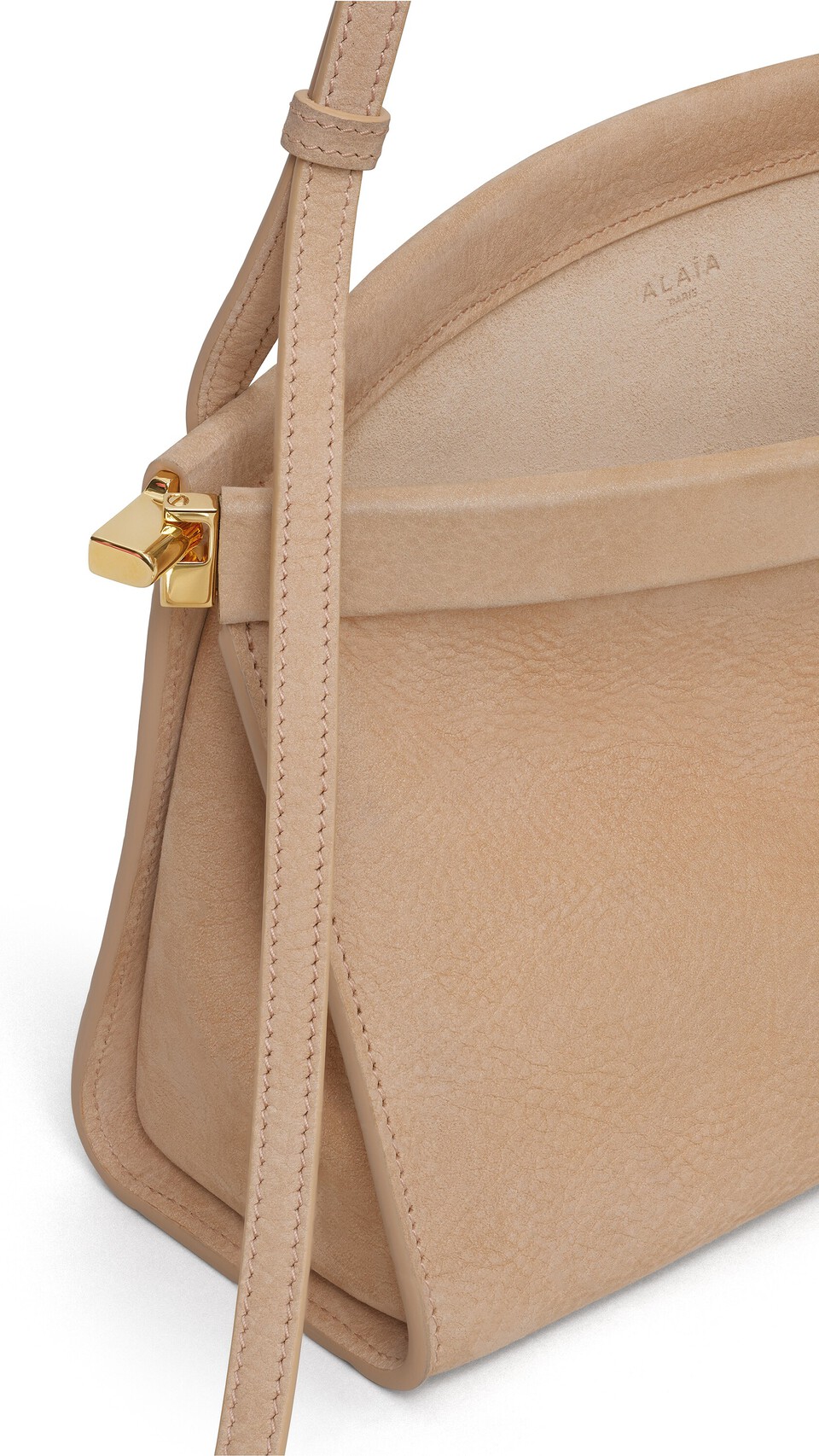 ALA&Iuml;A LE CLICK EAST WEST MEDIUM BAG IN NUBUCK DESERT - View 3