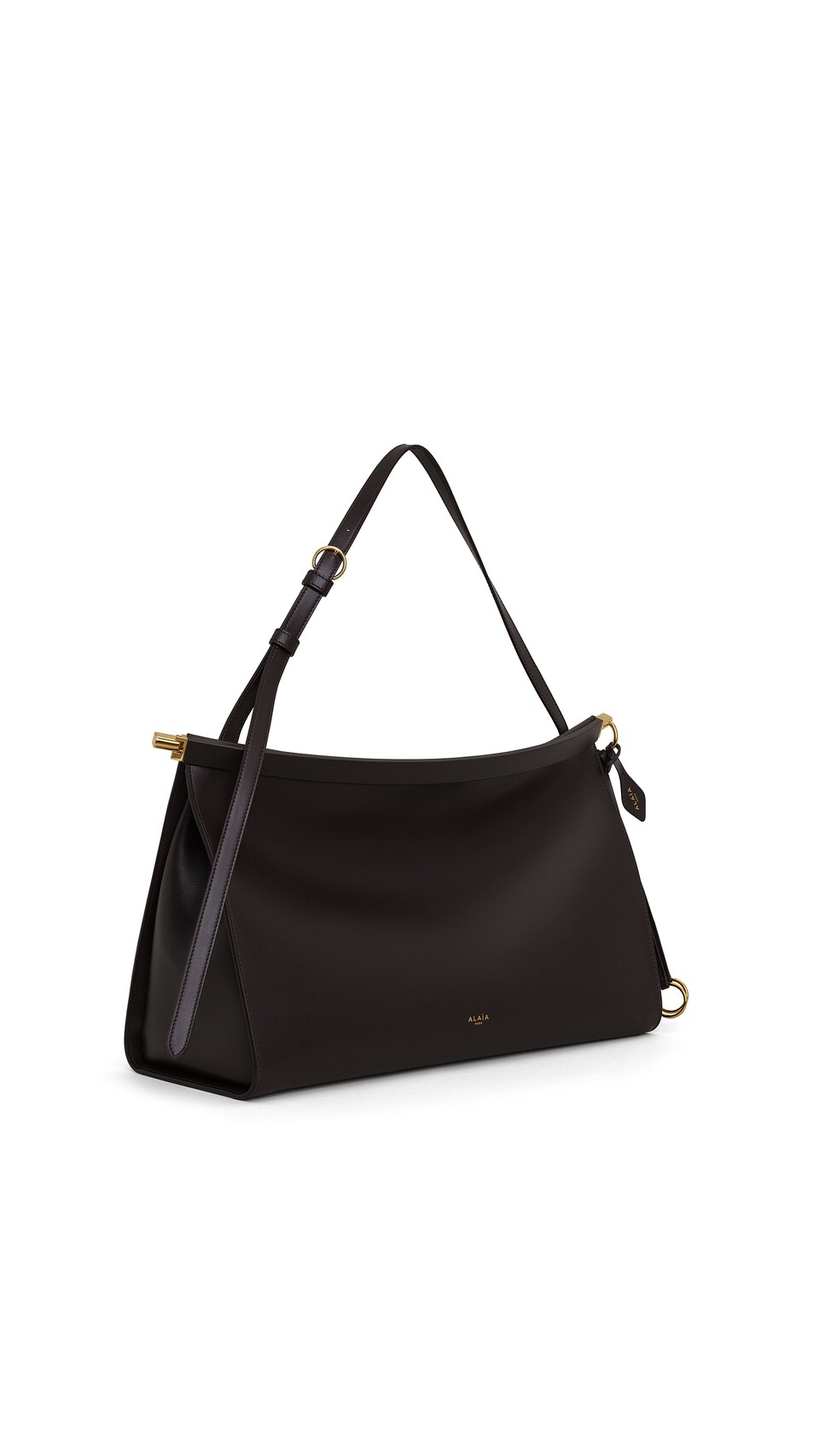 ALA&Iuml;A LE CLICK EAST WEST LARGE BAG IN CALFSKIN DARK BROWN - View 2
