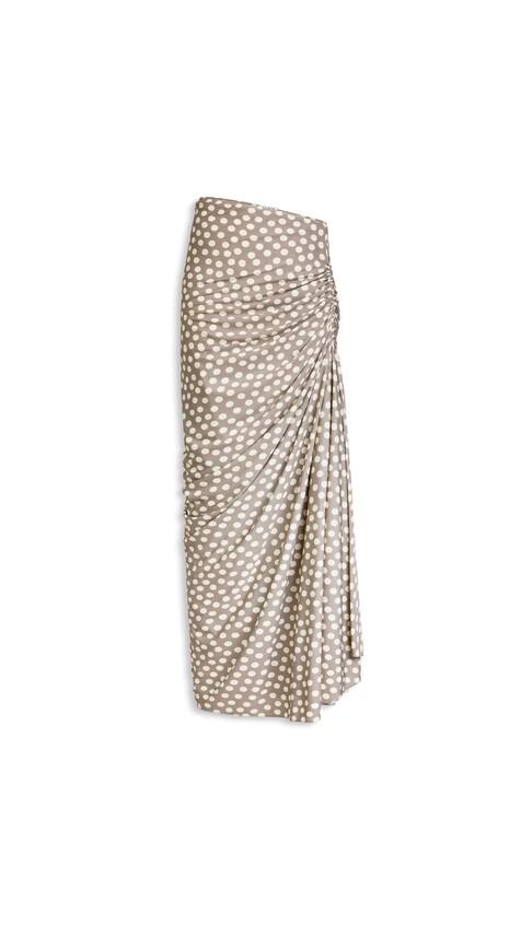 ALA&Iuml;A POLKA DOTS GATHERED SKIRT MOLE/CREAM