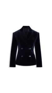 BLACK - ALA&Iuml;A COTTON VELVET DOUBLE-BREASTED JACKET