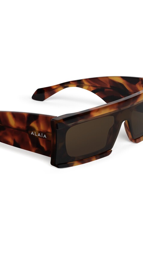 ALA&Iuml;A RECTANGULAR MASK SUNGLASSES HAVANA/BROWN - View 2