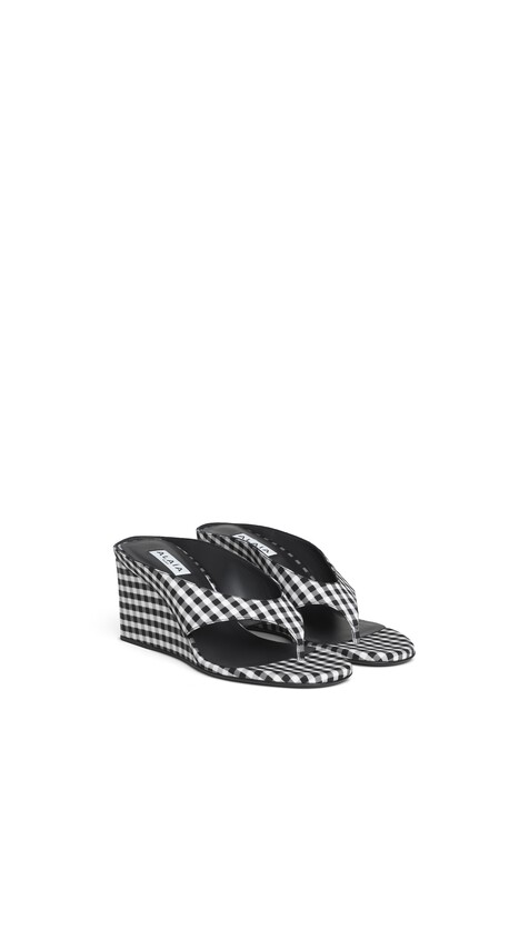ALA&Iuml;A CUBE THONG MULES IN VICHY PRINT  - View 2