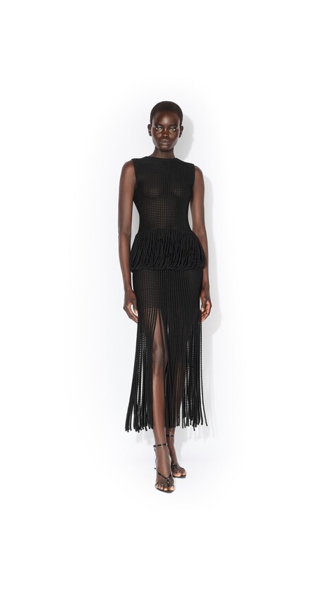 ALA&Iuml;A BEADED KNIT COLUMN SKIRT BLACK - View 2