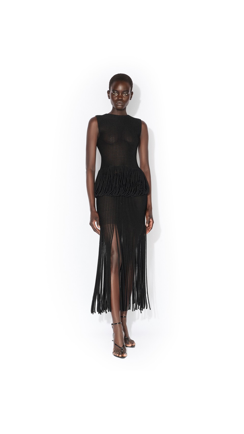 ALA&Iuml;A BEADED KNIT COLUMN SKIRT BLACK - View 2