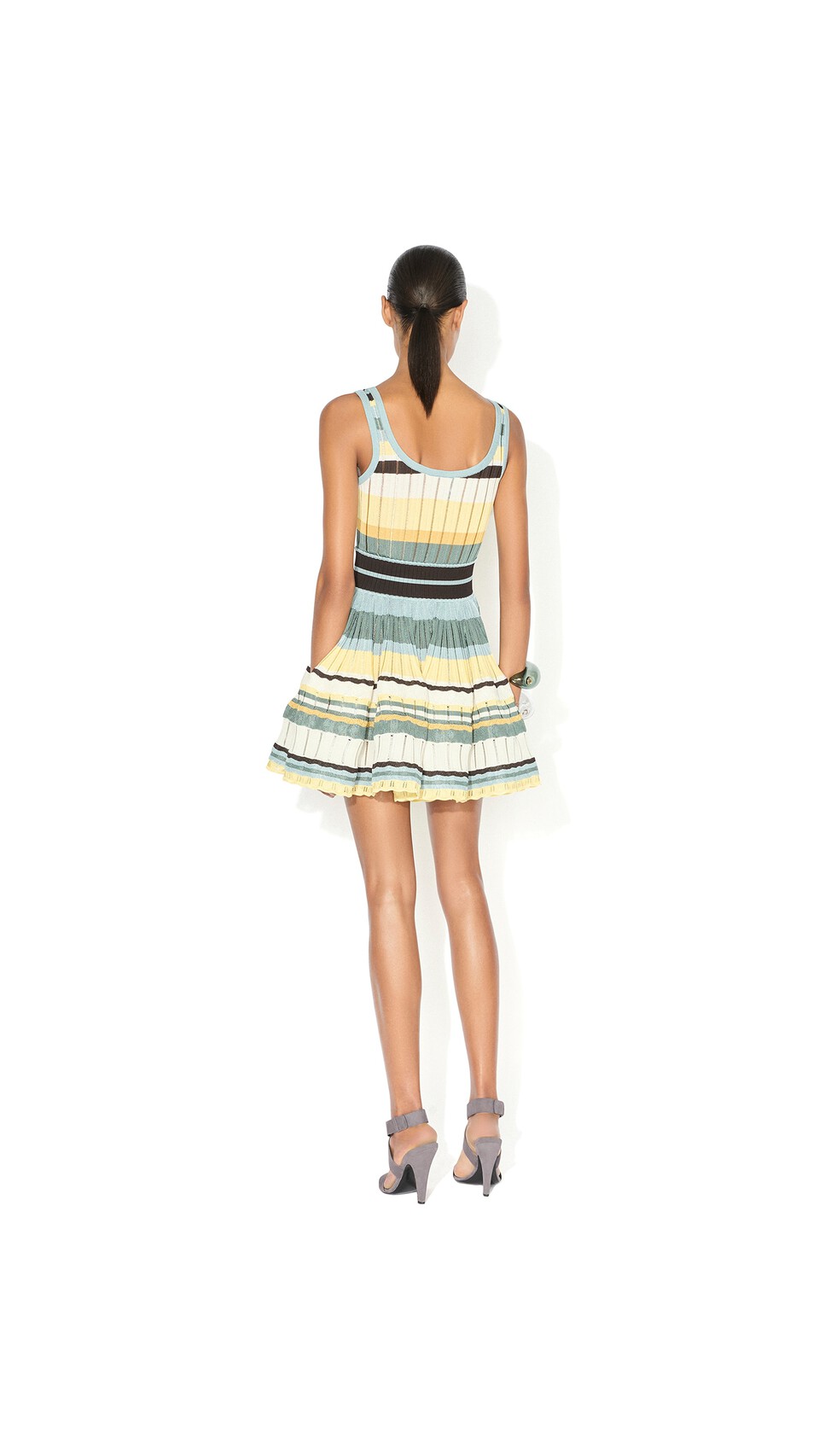 ALA&Iuml;A MULTICOLOR CRINOLINE DRESS MULTICOLOR YELLOW - View 3