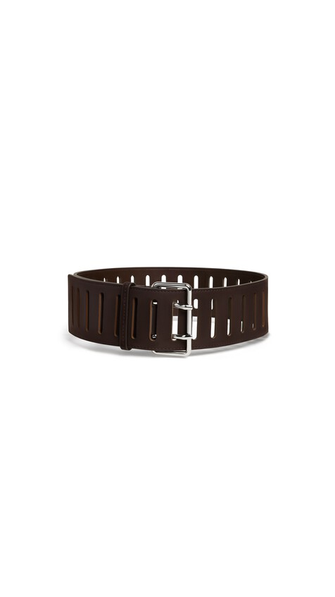 ALA&Iuml;A RECTANGULAR LARGE BELT IN NUBUCK DARK BROWN