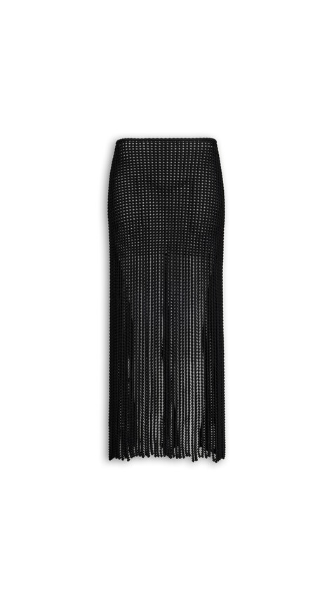 ALA&Iuml;A BEADED KNIT COLUMN SKIRT BLACK