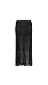 BLACK - ALA&Iuml;A BEADED KNIT COLUMN SKIRT