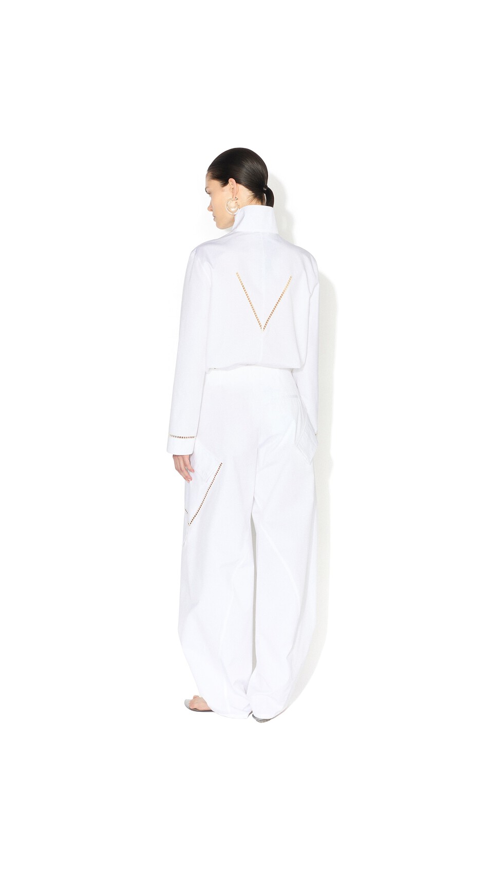 ALA&Iuml;A POPLIN LADDER STITCH SHIRT WHITE - View 3