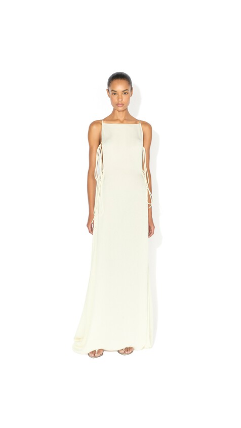 ALA&Iuml;A CADY TIED DRESS CREAMY WHITE - View 2