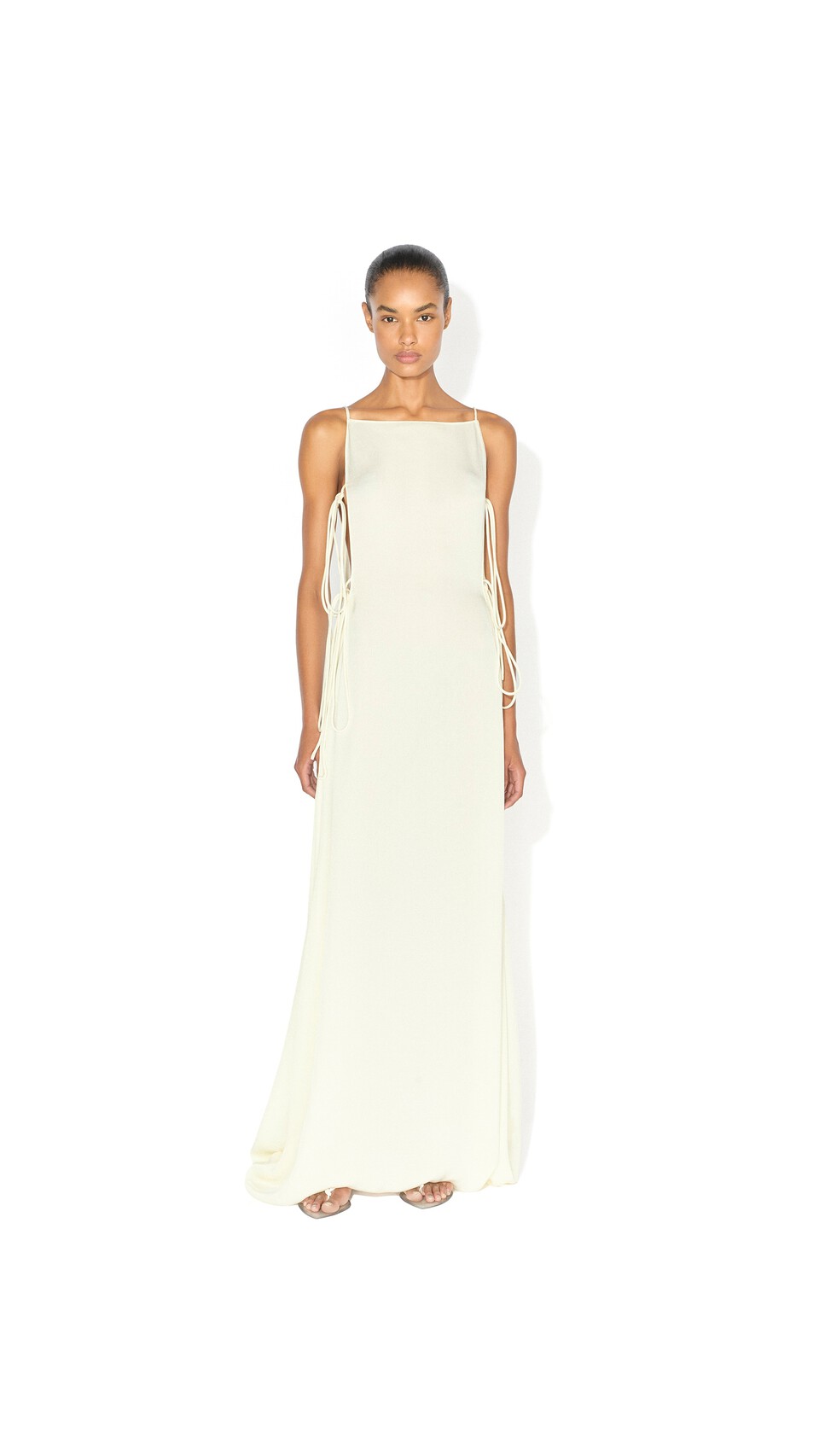 ALA&Iuml;A CADY TIED DRESS CREAMY WHITE - View 2