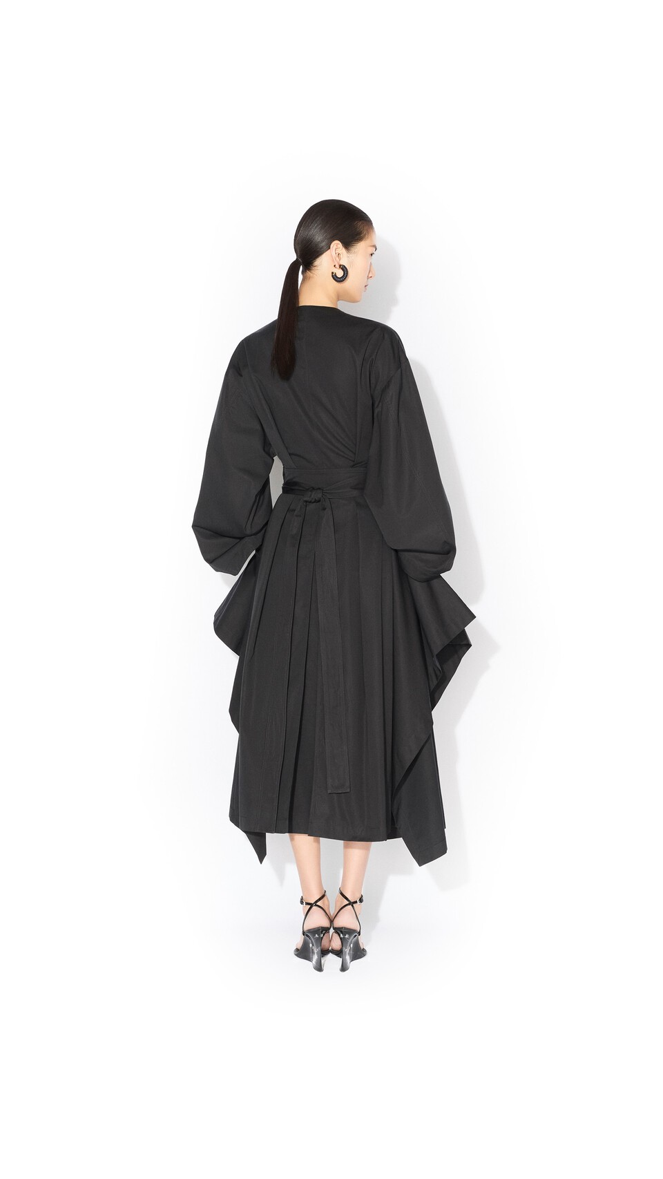 ALA&Iuml;A POPLIN TRENCH DRESS BLACK - View 3