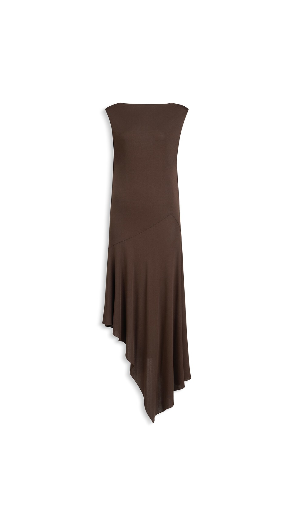 ALA&Iuml;A BACKLESS JERSEY CREPE DRESS DARK BROWN