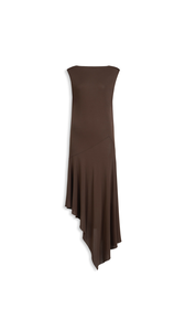 DARK BROWN - ALA&Iuml;A BACKLESS JERSEY CREPE DRESS