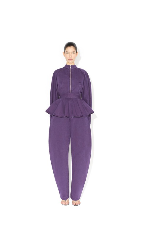 ALA&Iuml;A ROUND DENIM JACKET VIOLET - View 2