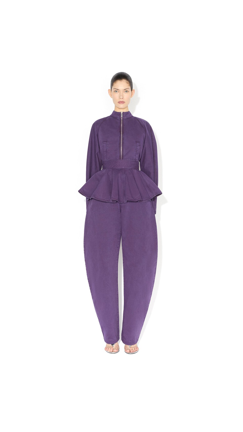 ALA&Iuml;A ROUND DENIM JACKET VIOLET - View 2