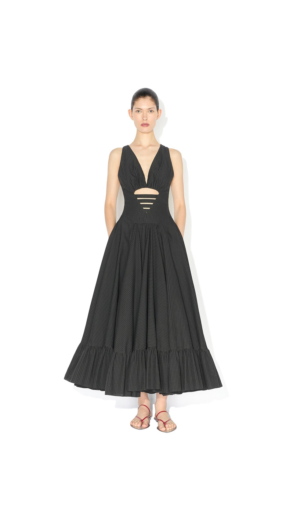 ALA&Iuml;A DEESSE COTTON DRESS BLACK - View 2