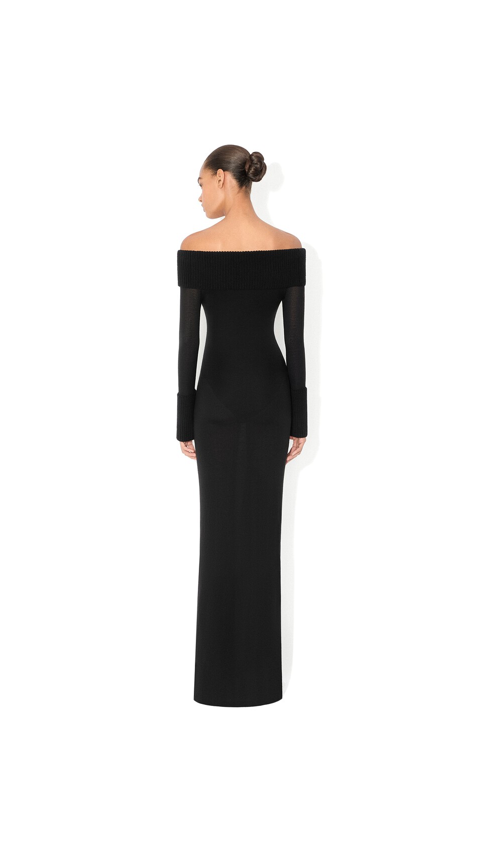 ALA&Iuml;A MERINO OFF-SHOULDER DRESS BLACK - View 3