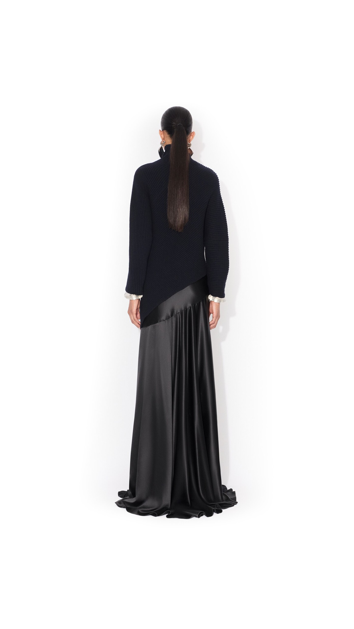 ALA&Iuml;A SLIP SILK DRESS BLACK - View 3