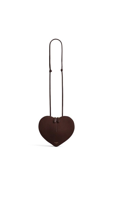 ALA&Iuml;A LE C&OElig;UR BI-MATERIAL BAG IN LEATHER BROWN