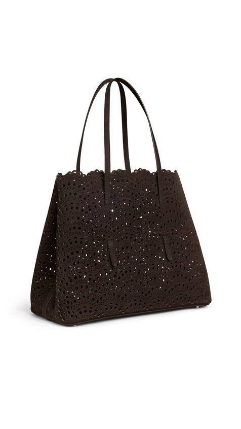 ALA&Iuml;A MINA 37 BAG IN PERFORATED VIENNE NUBUCK DARK BROWN - View 2