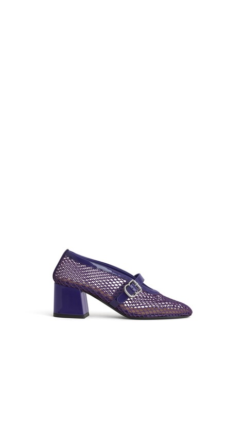 ALA&Iuml;A MARY JANES IN FISHNET AND PATENT LEATHER IRIS